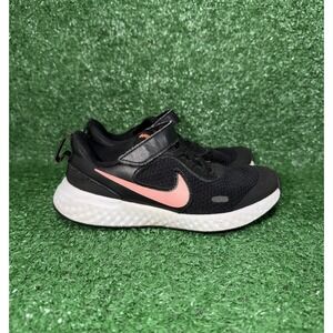 Nike Revolution 5 Toddler Size 11.5C Black Pink Strap Up Slip On Shoe BQ5672-002